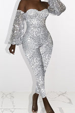 Load image into Gallery viewer, Dew Shoulder Sequined One-piece Jumpsuit
