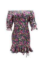 Load image into Gallery viewer, Dew Shoulder Floral Print Mini Dress
