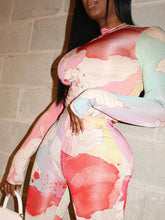 Load image into Gallery viewer, Tie-dye See-through One-piece Jumpsuit

