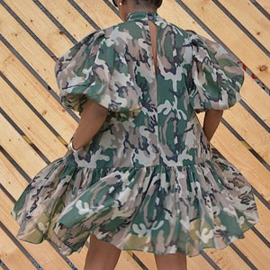 Stylish Camo Print Mini Dress