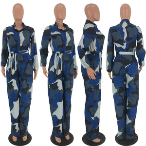 Camouflage Print Wide Leg Jumpsuit