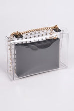 Load image into Gallery viewer, Studded Clear Clutch W/ Coin Wallet Set
